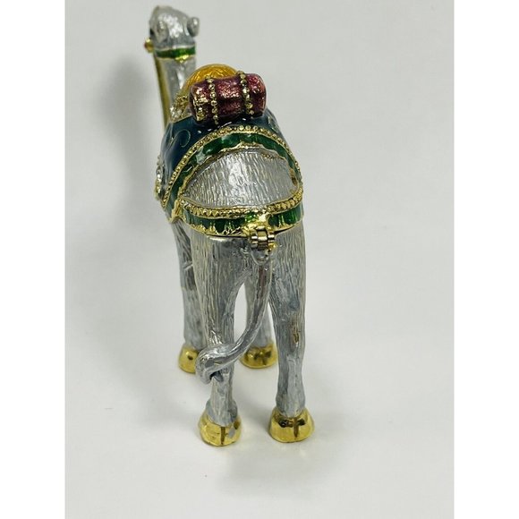 Crystal Bejeweled Camel Heavy Latching Trinket Box Silver Gold Emerald Colored - Picture 13 of 16